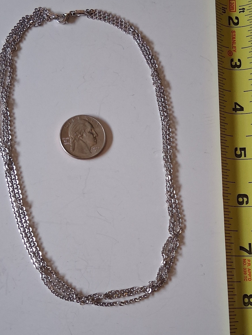 Vintage 18K White Gold Triple Chain Necklace 16" Long